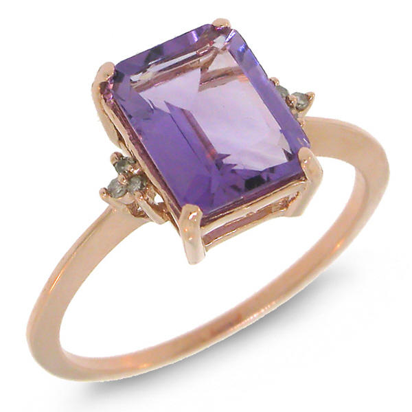 Zlatý prsteň s ametystom a diamantmi