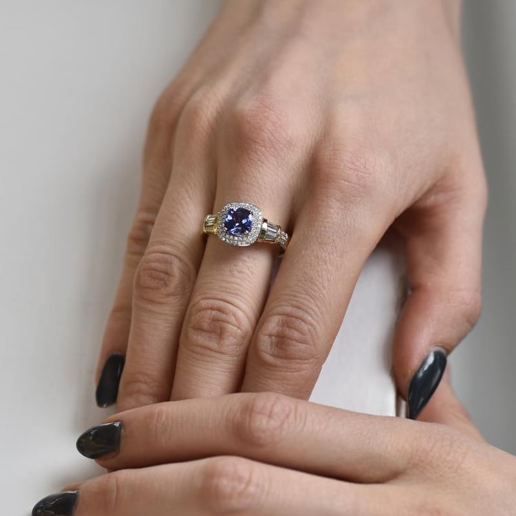 Tanzanitový diamantový prsteň 6088