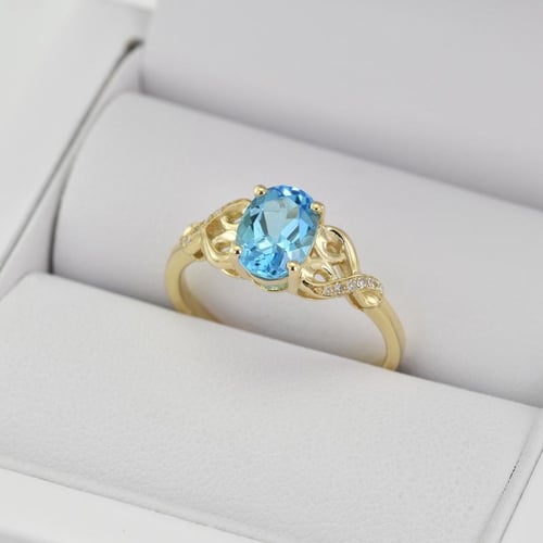 Zlatý prsteň so švajčiarskym topásom a diamantmi Chlorys
