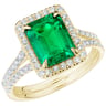 Zlatý halo prsteň s emerald lab-grown smaragdom a diamantmi Billy
