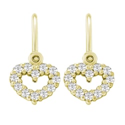 Zlaté detské náušnice srdiečka s lab-grown diamantmi Adeliza