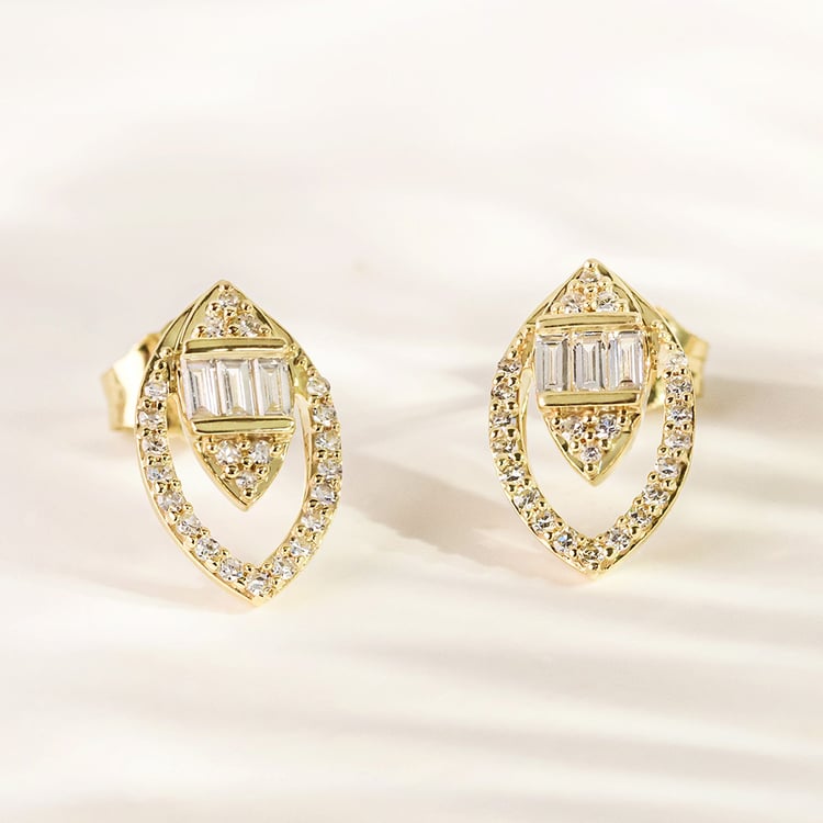 Zlaté náušnice mandľového tvaru s diamantmi Birgit 161576