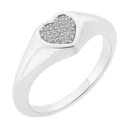 Zlatý pečatný prsteň so srdcom plným diamantov Iozena