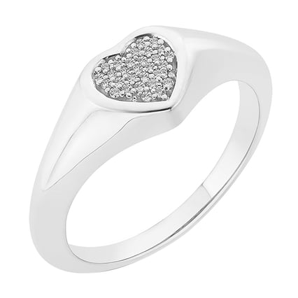 Zlatý pečatný prsteň so srdcom plným diamantov Iozena