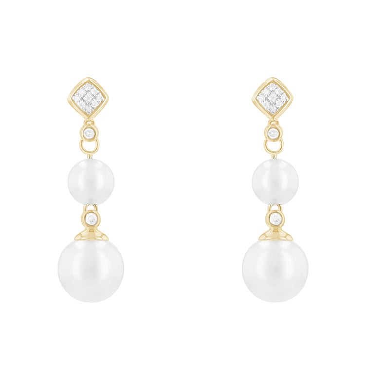 Visiace perlové náušnice s diamantmi 