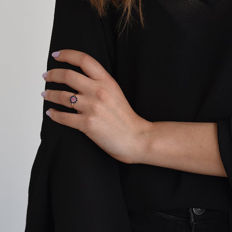 Zlatý prsteň s turmalínom a zafírmi Haidi 63041