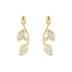 Opálové náušnice v tvare lístkov s diamantmi Leanne