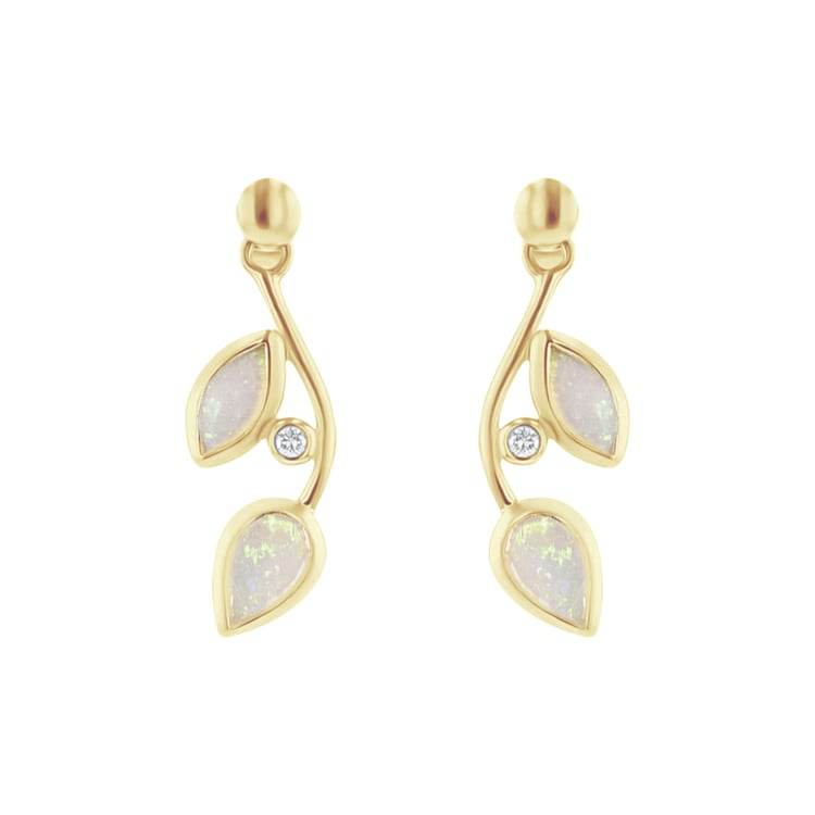 Opálové náušnice v tvare lístkov s diamantmi Leanne 111440