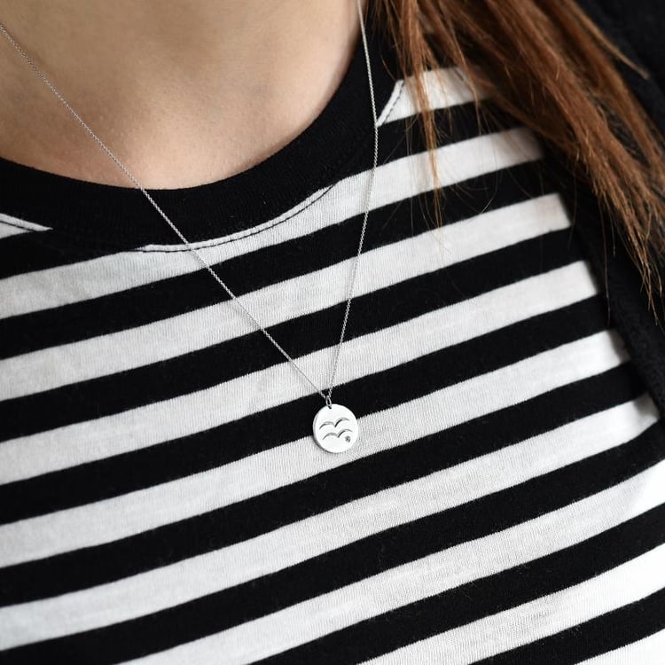 Strieborný prívesok so znamením a akvamarínom Vodnár 103395