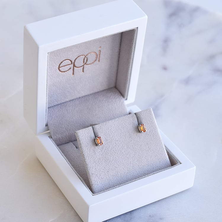 Strieborné náušnice s oranžovými zafírmi 86192