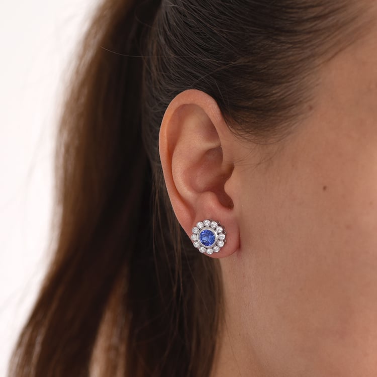 Náušnice kvety s tanzanitmi 62108