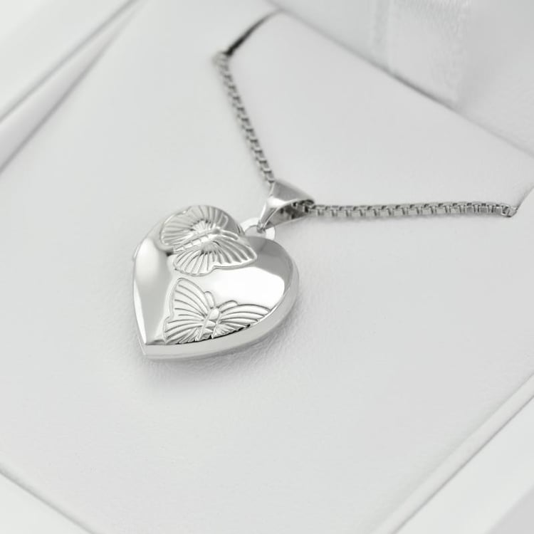 Srdiečkový strieborný medailón s motýľmi Novus 18549