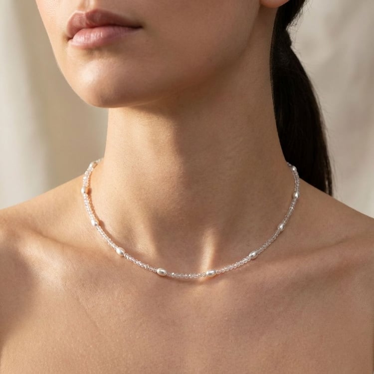 Strieborný perlový náhrdelník Ilmar 166299