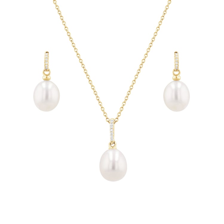 Zlatá perlová kolekcia s diamantmi Elzaida 116026