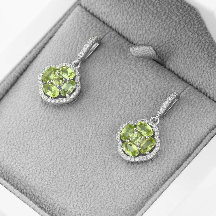 Strieborné náušnice s olivínmi 46085