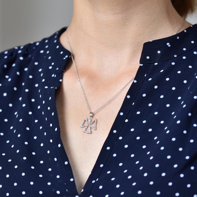 Zlatý náhrdelník anjel s diamantmi Alexis 21049