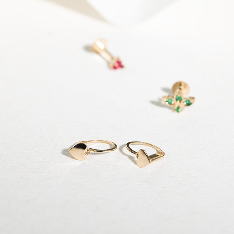 Zlaté detské náušnice so srdiečkami Joia 123118