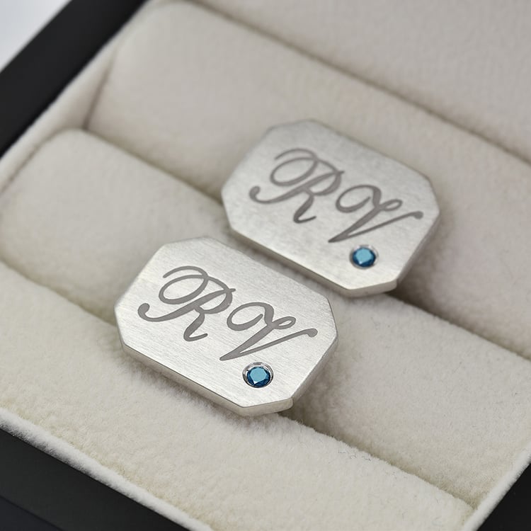 Manžetové gombíky s modrými diamantmi 69794