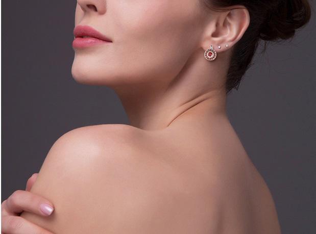 Náušnice s granátmi a zirkónmi 16471