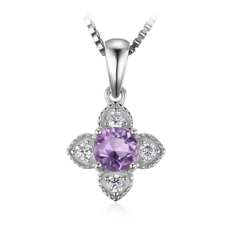 Strieborný ametystový prívesok so zirkónmi Fruw