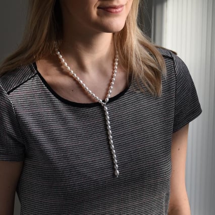 Strieborný náhrdelník s bielymi perlami Anne