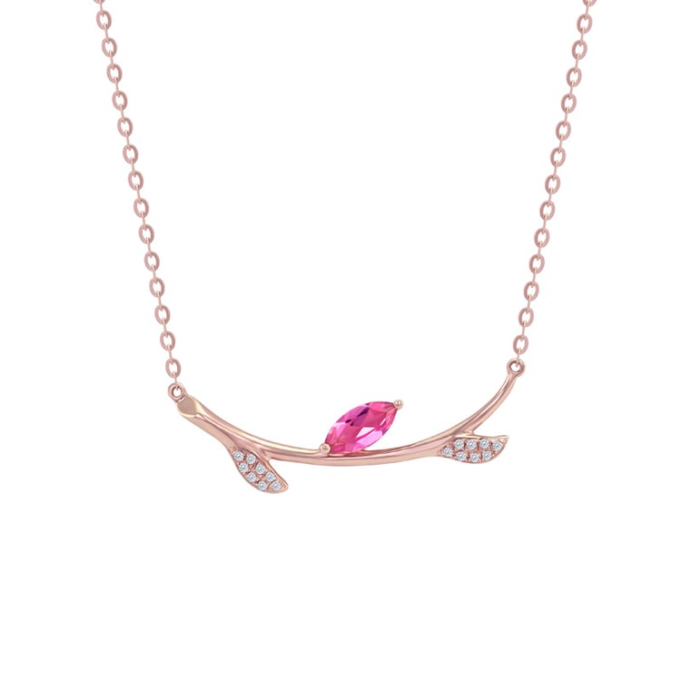 Zlatý náhrdelník s marquise turmalínom a diamntmi Ollie