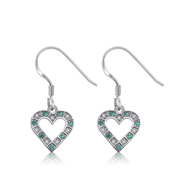 Strieborné náušnice so smaragdmi a zirkonmi Diale