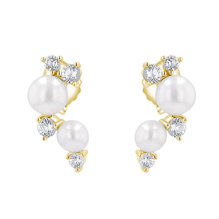 Strieborné perlové náušnice s bielym topásom Anita 164100