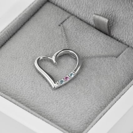 Zlatý prívesok srdce s akvamarínmi a ružovým zafírom Janey