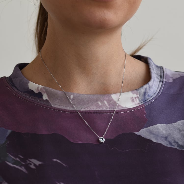 Halo náhrdelník s akvamarínom a diamantmi 60993