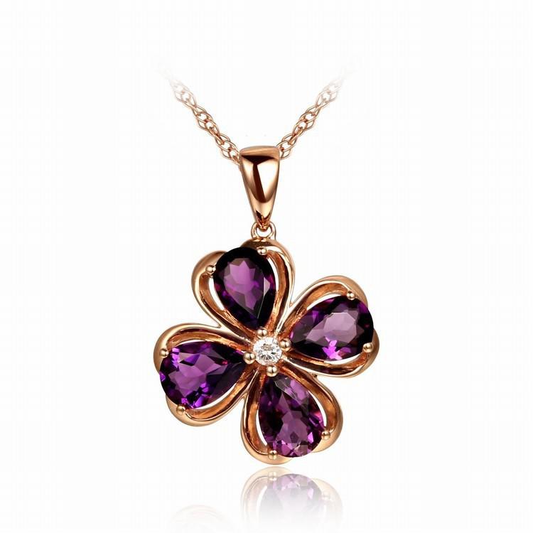 Náhrdelník s ametystovým štvrolístkom 4698