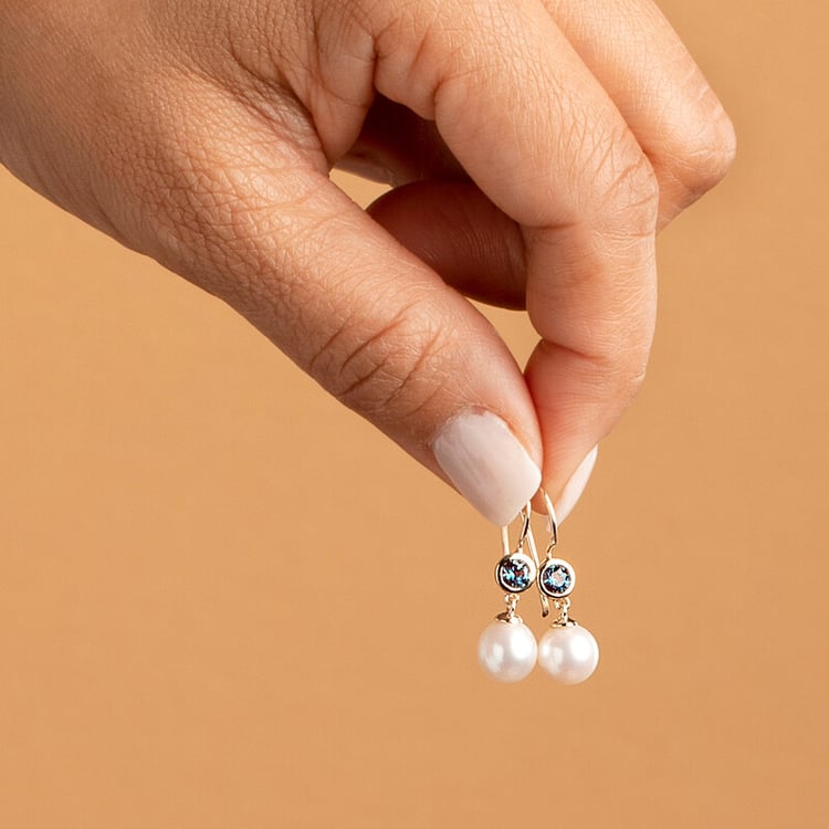 Zlaté perlové náušnice s lab-grown alexandritmi Truett 142633