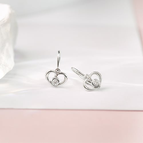 Zlaté detské náušnice srdiečka s lab-grown diamantmi Ariel