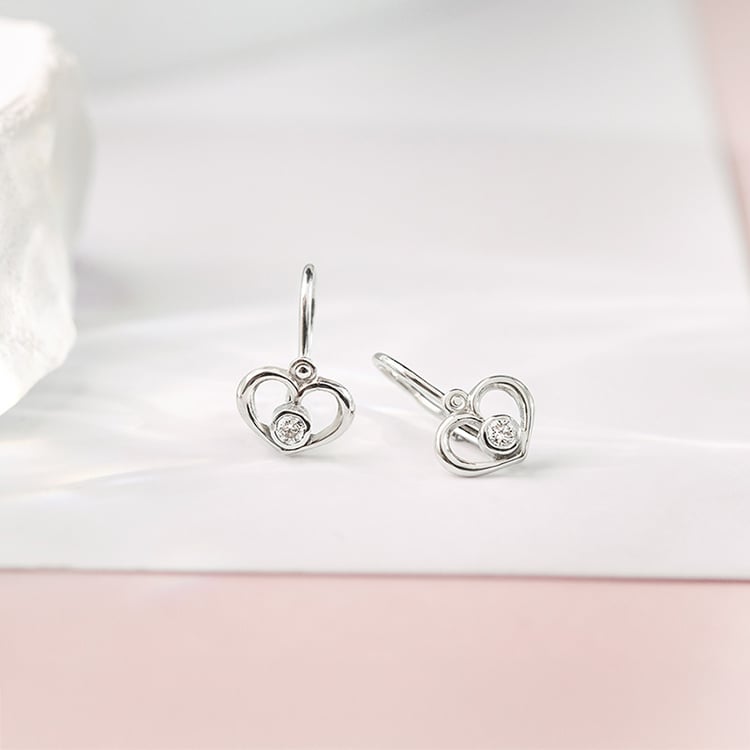 Zlaté detské náušnice srdiečka s lab-grown diamantmi Ariel 152967