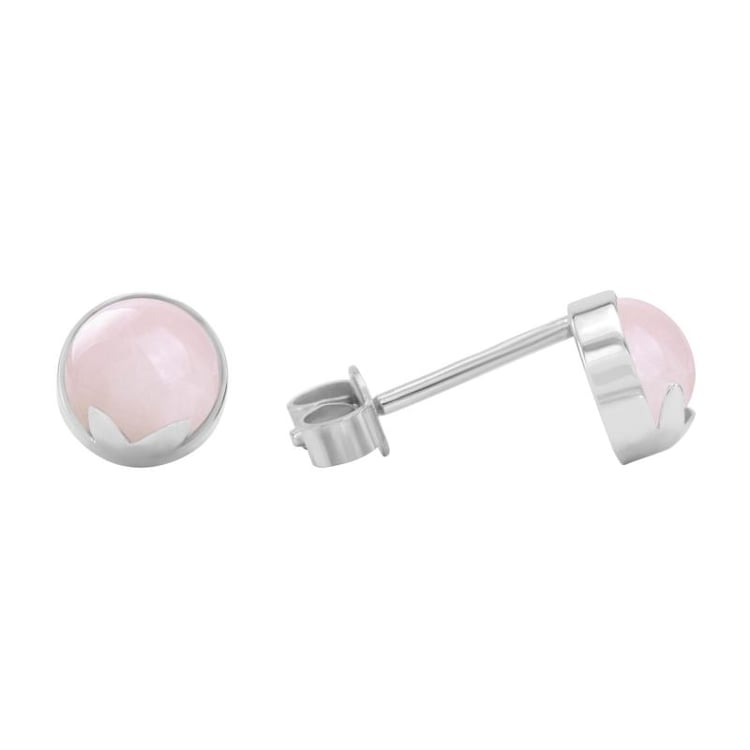 Cabochon ruženíny v zlatých náušnicích 41313