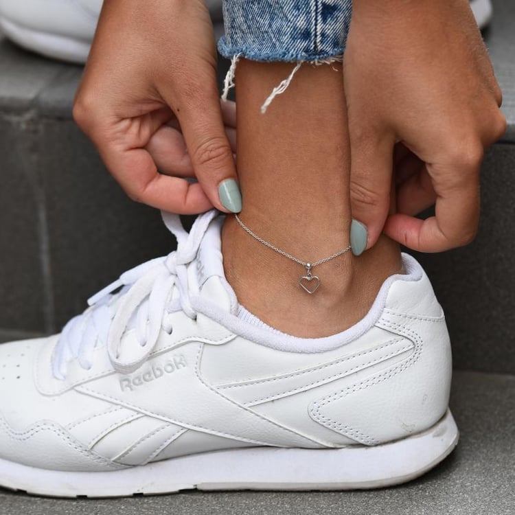 Strieborná retiazka so srdiečkom na nohu 47746