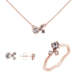 Cluster set šperkov so salt and pepper diamantmi Halli