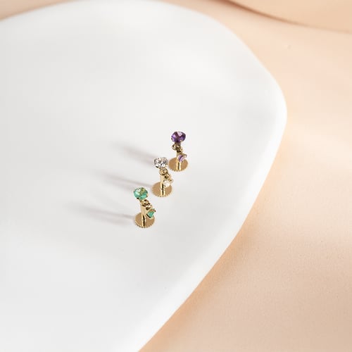 Zlatá piercing náušnice so zirkónmi Dyre