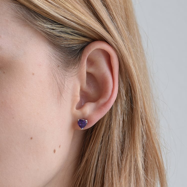 Ametystová srdíčka v náušnicích 64580