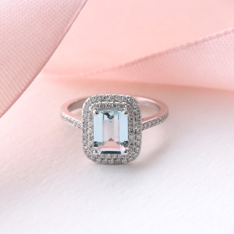 Prsteň s akvamarínom a diamantmi 78397