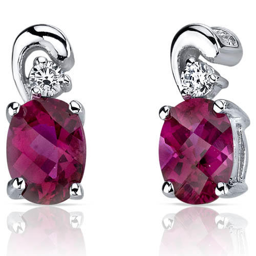 Stieborné náušnice s rubínom Camelia