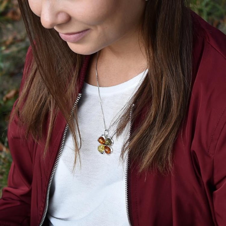 Jantárový strieborný štvorlístok 5337