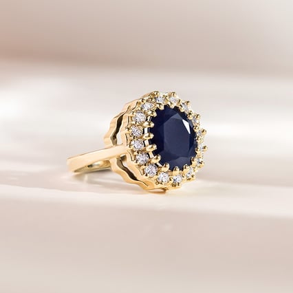 Prsteň s modrým zafírom a diamantmi Zanite