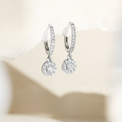 Zlaté kruhové náušnice s 0.09ct lab-grown diamantom Namita
