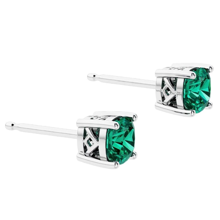 Strieborné náušnice so simulovanými smaragdmi 162598