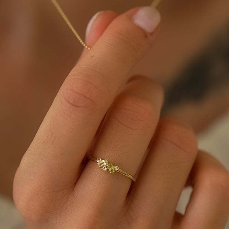 Strieborný cluster prsteň s topazmi, quartzmi a olivíny Verano 144373