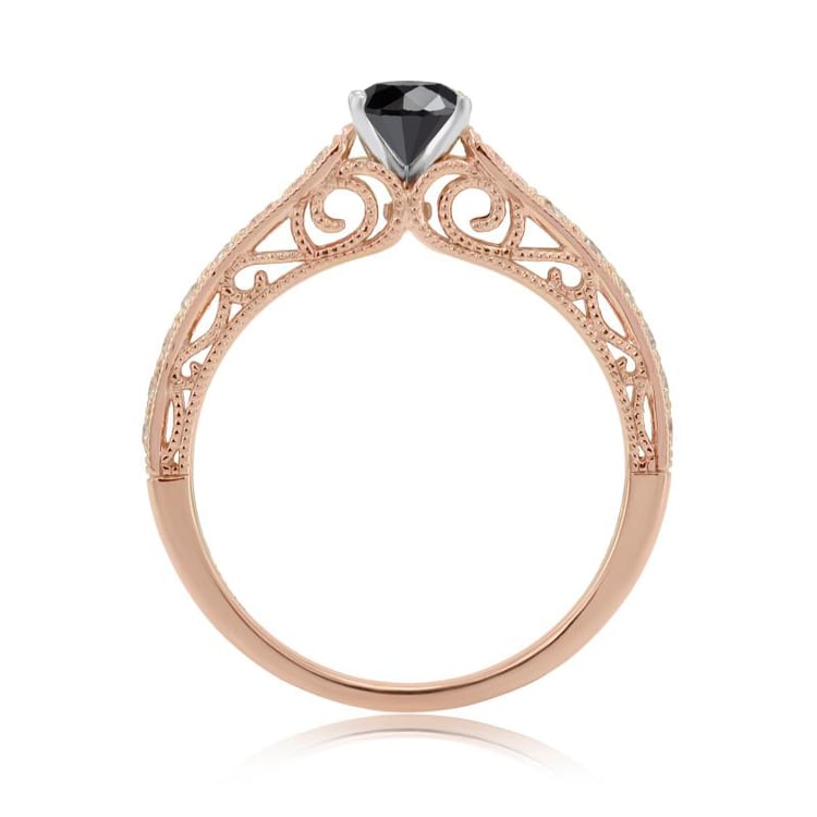 Zásnubný vintage prsteň s čiernym diamantom 40593