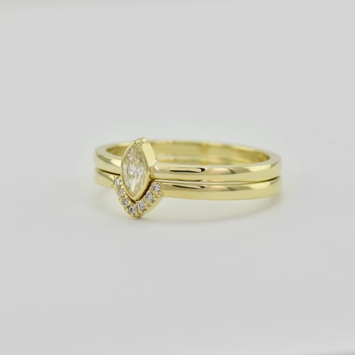 Zlatý zásnubný set prsteňov s marquise certifikovaným diamantom Wiale