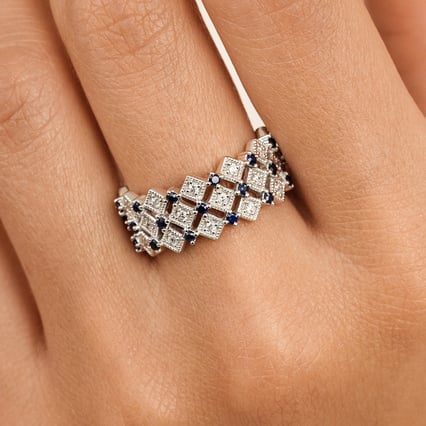 Moderný zlatý prsteň s diamantmi a zafírmi Arnt