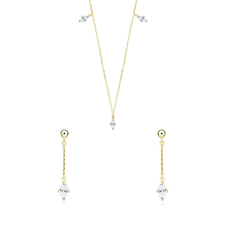 Zlatá kolekcia šperkov s bielymi topásmi Floriane 164113